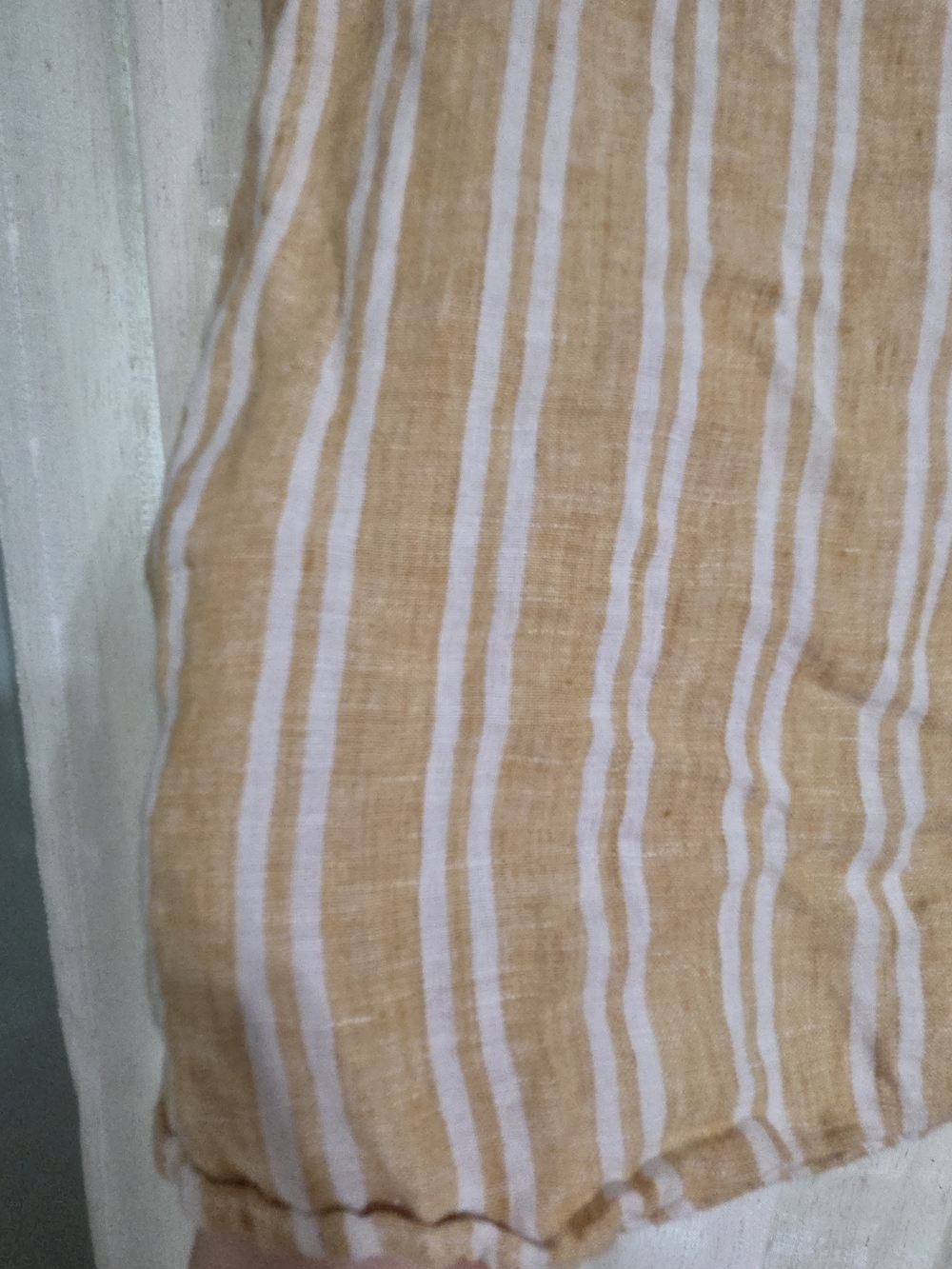 ✨️3 FOR $25 Striped Short-Sleeve Linen Blend Top in Yellow and White - Picture 2 of 5